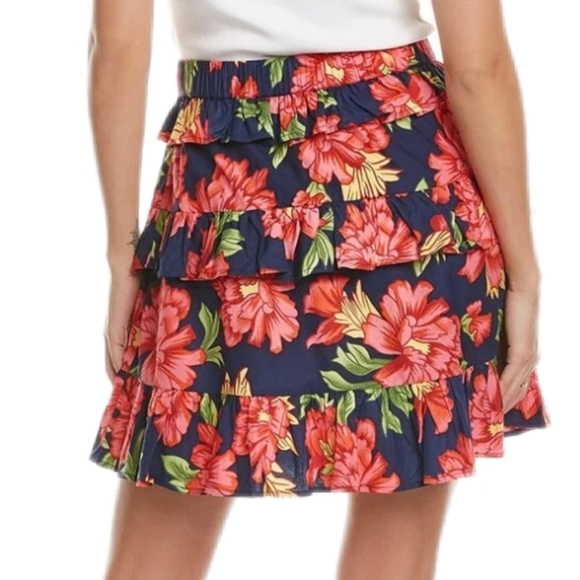 Walter Baker Womens Christie Skirt Sz XL Red Pink Tropical Floral Print Vacation - Picture 2 of 8